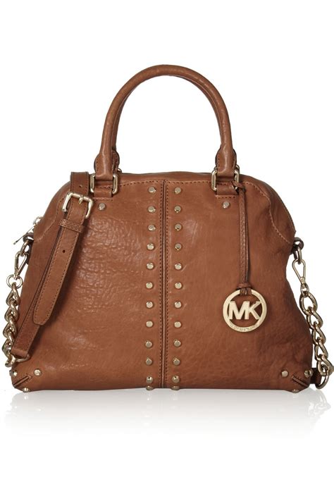 michael kors brown leather studded purse|Michael Kors brown suede purse.